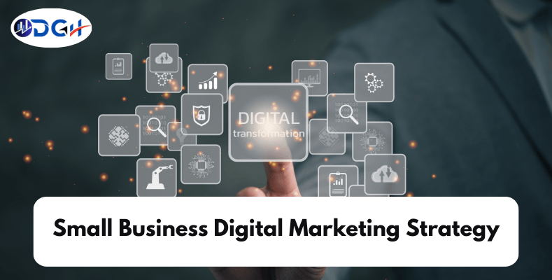 Small business owner implementing small business digital marketing strategy for brand growth on a budget.