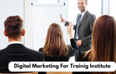Students learning at the best digital marketing training institute in India with laptops and digital tools.